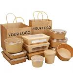 Customized Kraft Paper Takeaway Boxes Eco-Friendly Recyclable Fast Food Containers Durable Disposable Packaging Customer's Logo for sale