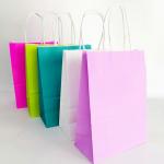Foldable Gravure Printing CMYK Kraft Paper Handles Bags for sale