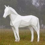 Large Metal Horse Garden Animal Sculptures Realistic Geometry For City for sale
