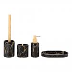 Polyresin Bathroom Set Luxury Round Marble Look Soap Accessories Bathroom Countertop Accessories Set for sale
