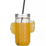 Household Glass Cactus Water Cup Summer Juice Cup With Straw 400ml for sale