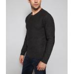 80 Lambswool 20 Nylon Knitted Pullover Mens , Chunky Pullover Sweater With Intarsia Elbow