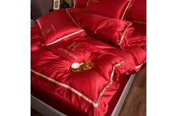 China Luxury Embroidered Washing Silk Bedding Set with Polyester Material and Customized Logo supplier