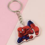 Transparent Custom Acrylic Keychains Cartoon Character Spider-Man Printed With Metal Ring