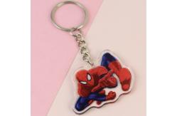 China Transparent Custom Acrylic Keychains Cartoon Character Spider-Man Printed With Metal Ring supplier