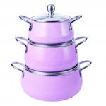 Aluminum 3 Piece Set Spray Pink Cookware Set EU Certification for sale