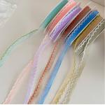 DIY Handmade Floral Packaging Materials 1cm Wave Edge Yarn Ribbon Flower Bouquet Floral Tie with Yellow Color Fastness for sale