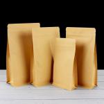 130 Mico Thickness Biodegradable Stand Up Pouches Paper Flat Bottom Bags for sale