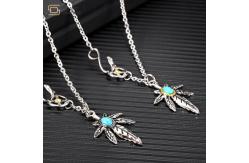China Turquoise Pendant Titanium Steel Maple Leaf Necklace Goro Takahashi Engraved supplier