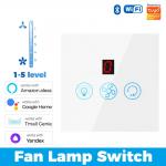 Glomarket Tuya Wifi Fan Light Switch Touch 3 In 1 Switch 5 Speed Adjustment Ceiling Fan Switch For Alexa Google Home for sale