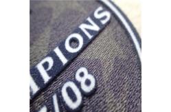 China Circle Shape Custom Clothing Patches Soft Heat Transfer Tatami Flocking With Champion Logo supplier