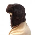 Unisex Top Layer Suede Winter Bomber Hats , Fur Trim Shearling Aviator Hat