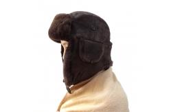 China Unisex Top Layer Suede Winter Bomber Hats , Fur Trim Shearling Aviator Hat supplier