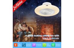 China Flush Mount Bladeless Ceiling Fan With LED Light DC Motor Starry Lampshade supplier
