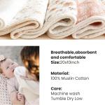 Large 100% Cotton Muslin Burp Cloths Comfortable For Newborns
