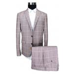 Male Custom Tailored Suits 2 Piece Light Grey Check Autumn Spring for sale