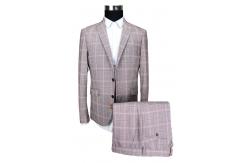 China Male Custom Tailored Suits 2 Piece Light Grey Check Autumn Spring supplier