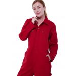 Comfortable Red Heavy Duty Overalls Tear Resistance With Elasticated Waist Back