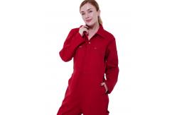 China Comfortable Red Heavy Duty Overalls Tear Resistance With Elasticated Waist Back supplier