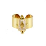 Opening Adjustable Gold Plated Band Rings Geometric Natural Turquoise Gemstone