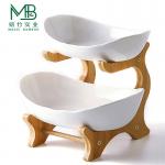 China Multi-Layer Bamboo Ceramic Fruit Bowl Rack For Restaurant Storage manufacturer
