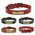 Fixed With Rivets Top Layer Cowhide Collar Dog Leash Engraved On Bronze Iron Sheet for sale