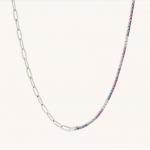 China 925 Sterling Silver Round Cut CZ Rainbow Collar Tennis Bracelet and Chain Necklace for sale
