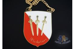 China 3 Sword Designed Soft Enamel Medals With Epoxy Antique Gold Plating supplier