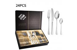 China Customized Metal Cutlery Set Luxury Elegant 24 Piece Flatware Set supplier