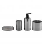 Black Nickle Glass Bathroom Accessories Sets Round Shape Ion Plating Effect Household Products Soap Dish Foam Soap Dispenser for sale