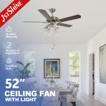 Remote Control 52 Inch Decorative Farmhouse Ceiling Fan With 5 Lights for sale