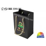 Green Color Foil Hot Stamping Black Cardboard Durability Paper Bags OEM / ODM for sale