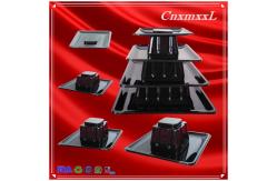 China Plastic Macaron Display Stand With 4 Tier Square Macaron Tower supplier