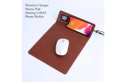 China Customized Logo Brown Wireless Charging Mouse Pad With Holder supplier