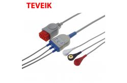 China Bionet 12 Pin 3 Lead IEC Snap Connector Ecg Lead Cable supplier