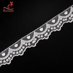 Cotton White Embroidered Lace Trim 5.6cm Width Static - Cling Resistant for sale