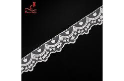 China Cotton White Embroidered Lace Trim 5.6cm Width Static - Cling Resistant supplier