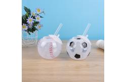 China Custom Plastic Football Shaped Cup With Straw Cute Milk Tea Cup supplier