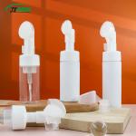 40ml Clear White Foam Pump Bottle Round Shape With Silicone Cleansing Brush for sale