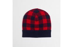 China Slouchy Buffalo Check Beanie , Lightweight Chunky Knit Beanie Mens / Boys supplier