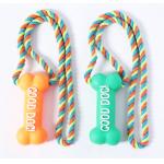 Natural Rubber Bone Teething Pet Chew Toys With Cotton Linen Rope for sale