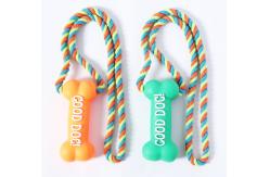 China Natural Rubber Bone Teething Pet Chew Toys With Cotton Linen Rope supplier