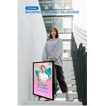 Vertical advertising lcd pannel meida player screen walking billboard poster backpack digital signage