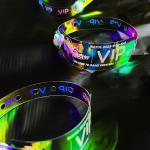 Wholesale Waterproof Shiny Wristband Custom Logo Promotional Gift Event Rainbow Glitter Transparent Laser PVC Wristband for sale