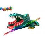 Green Crocodile Inflatables Obstacle Course Aligator Inflatable Sport Games for sale