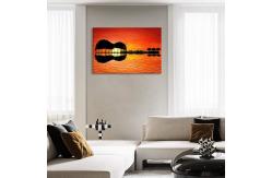China Modern Abstract Guitar Tree Lake Sunset Art Canvas Painting With Wooden Frame supplier