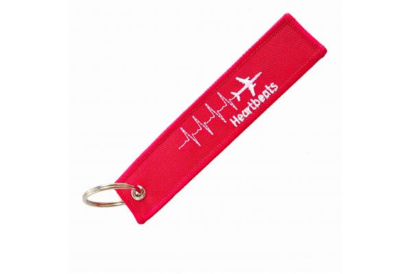 Heartbeat Plane Keychain - Custom Embroidery on Durable Polyester / Metal Ring & Premium Packaging