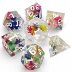 Practical Resin Sharp Edge Dice , Hand Carved Clear Polyhedral Dice for sale