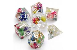 China Practical Resin Sharp Edge Dice , Hand Carved Clear Polyhedral Dice supplier