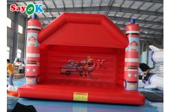 China Fire Themed Printed Red Inflatable Bounce Trampoline For Kids Amusement Park supplier